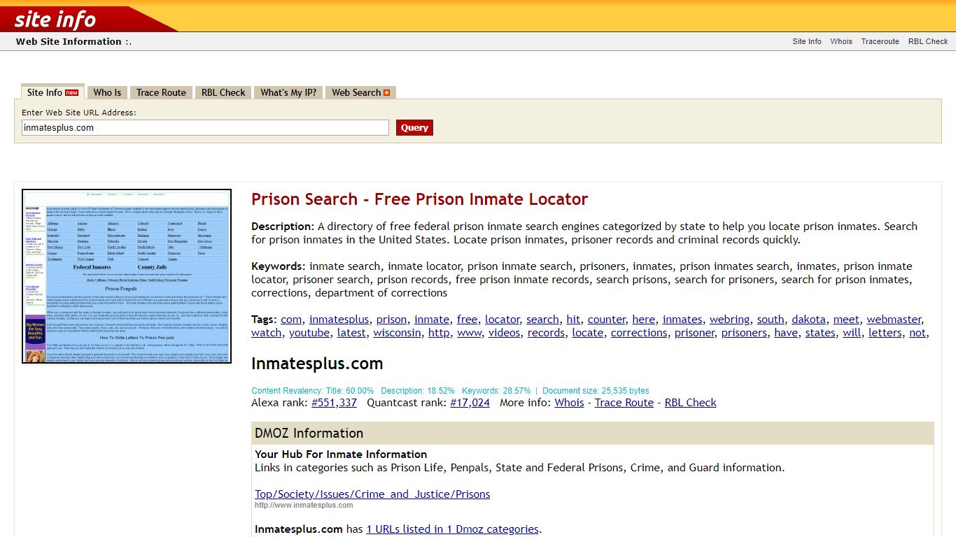 Inmatesplus.com: Prison Search - Free Prison Inmate Locator